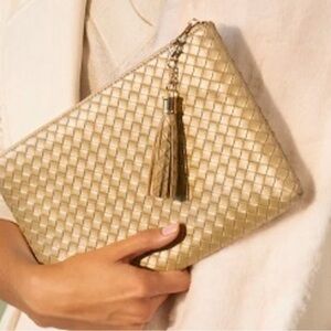 Virginia Wolf Gold Woven Clutch